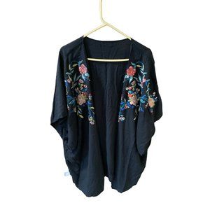 Nine Britton Womens Size XL Oversize Embroidered Jacket Open Front Cardigan Shor